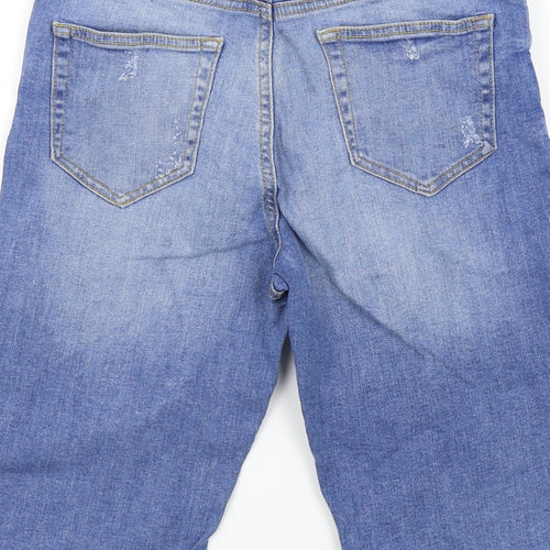 Denim & Co. Womens Blue Colourblock  Bermuda Shorts Size 10 - Ripped details