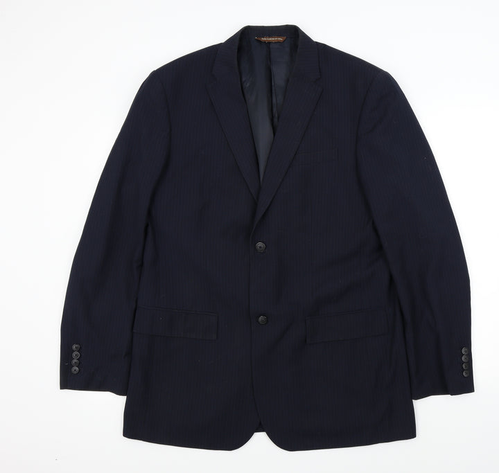 Perry Ellis Mens Blue Striped Jacket Suit Jacket Size L