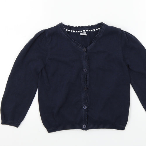 TU Girls Blue Colourblock  Cardigan Jumper Size 5 Years