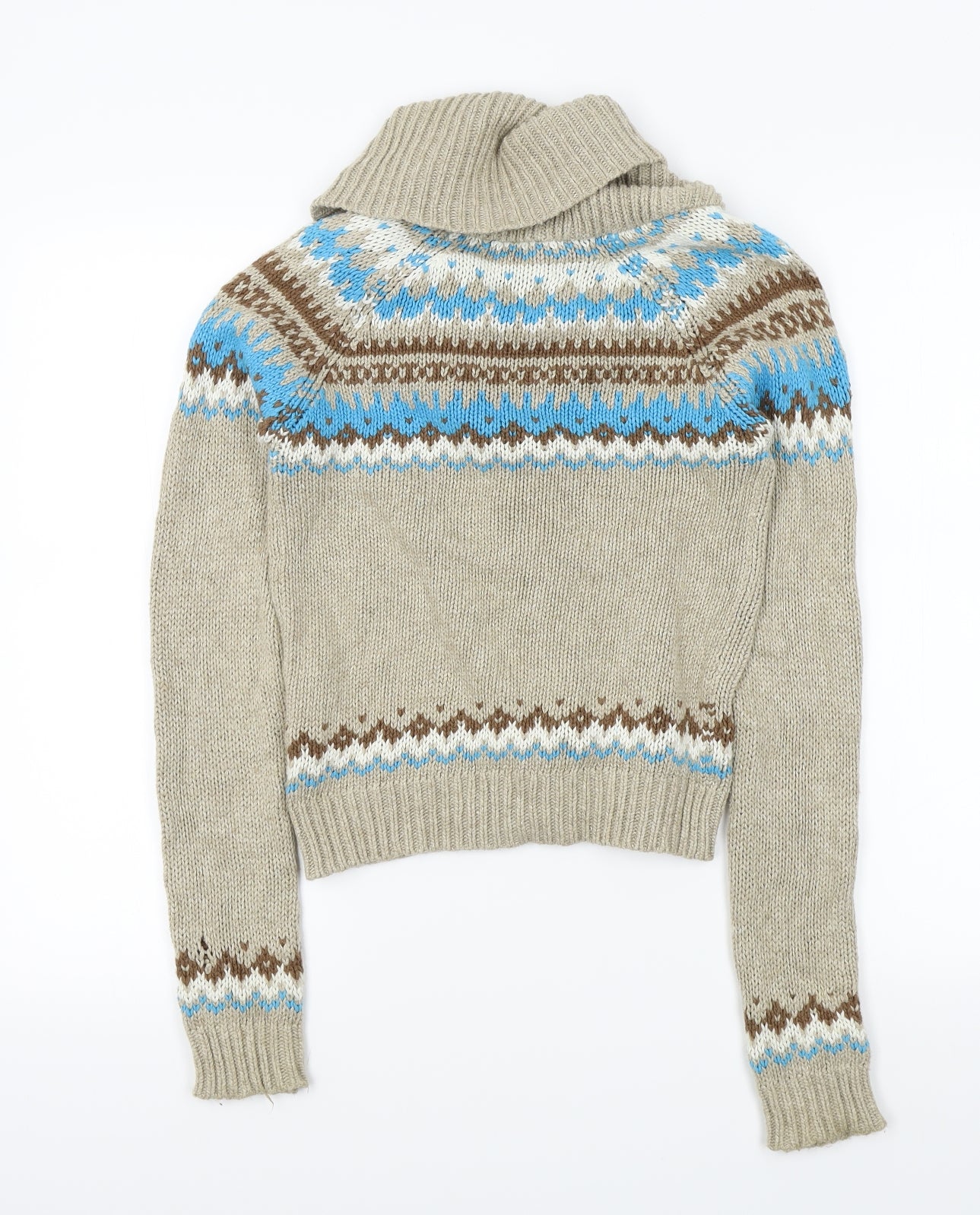 zaraknit Womens Brown Geometric  Cardigan Jumper Size S