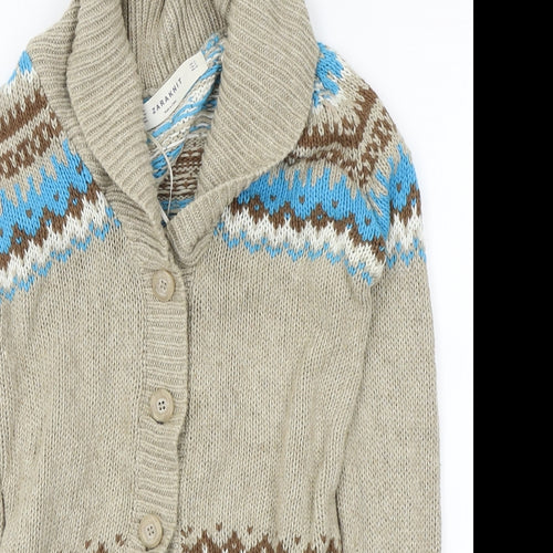 zaraknit Womens Brown Geometric  Cardigan Jumper Size S