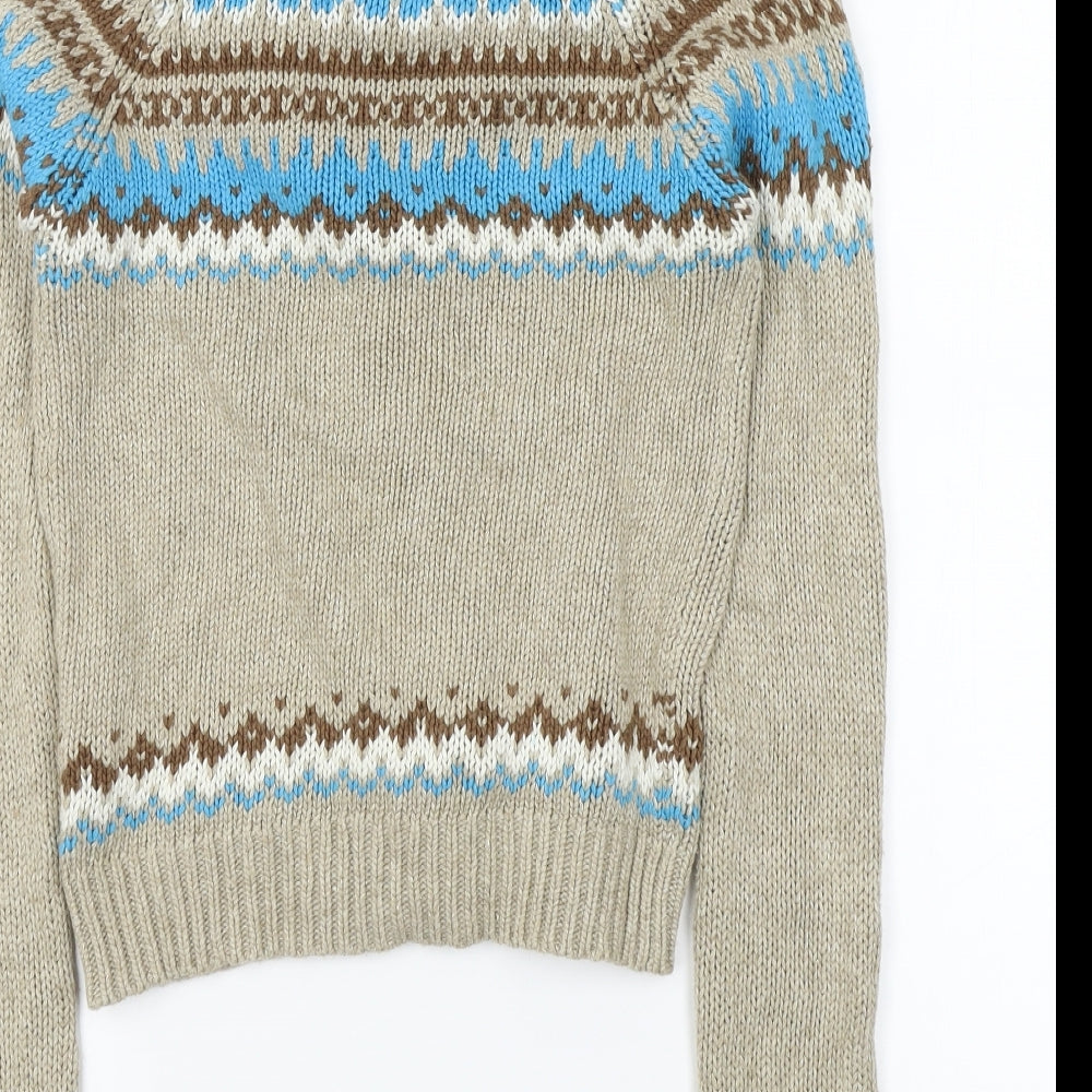 zaraknit Womens Brown Geometric  Cardigan Jumper Size S
