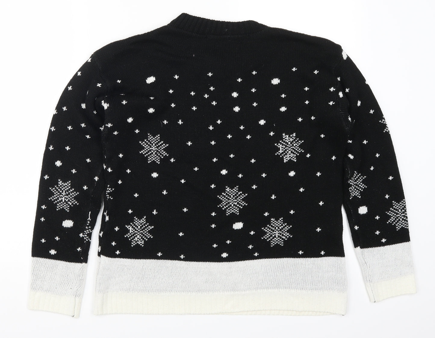 Glamour Womens Black Geometric  Pullover Jumper Size M  - Rudolph