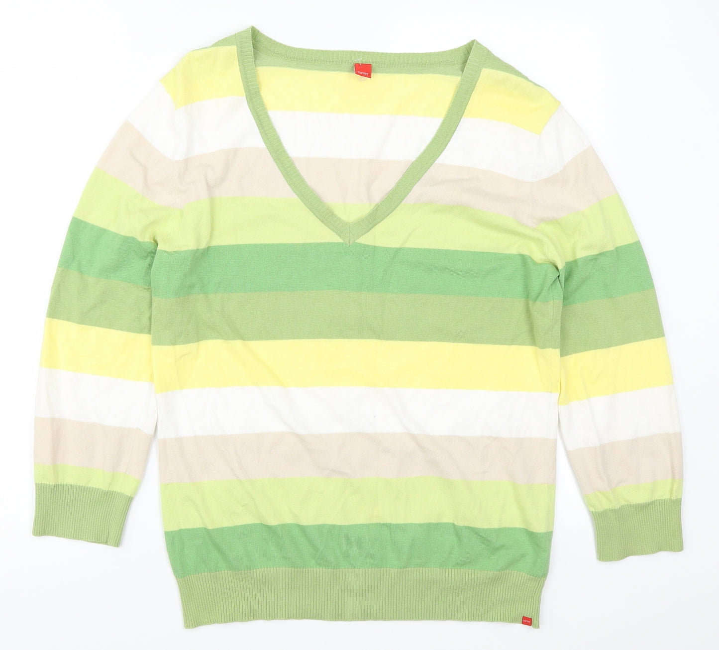 Esprit Womens Green Striped  Pullover Jumper Size XL