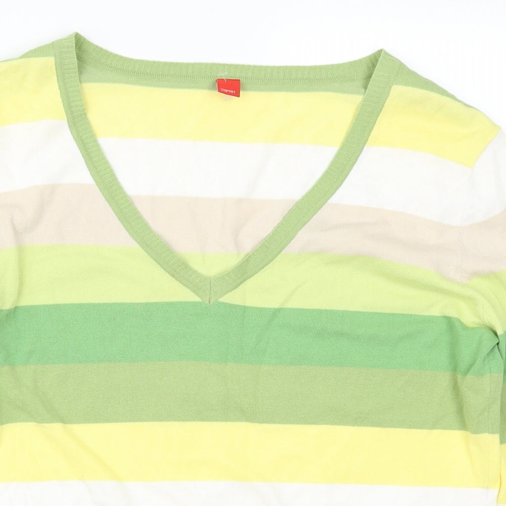 Esprit Womens Green Striped  Pullover Jumper Size XL