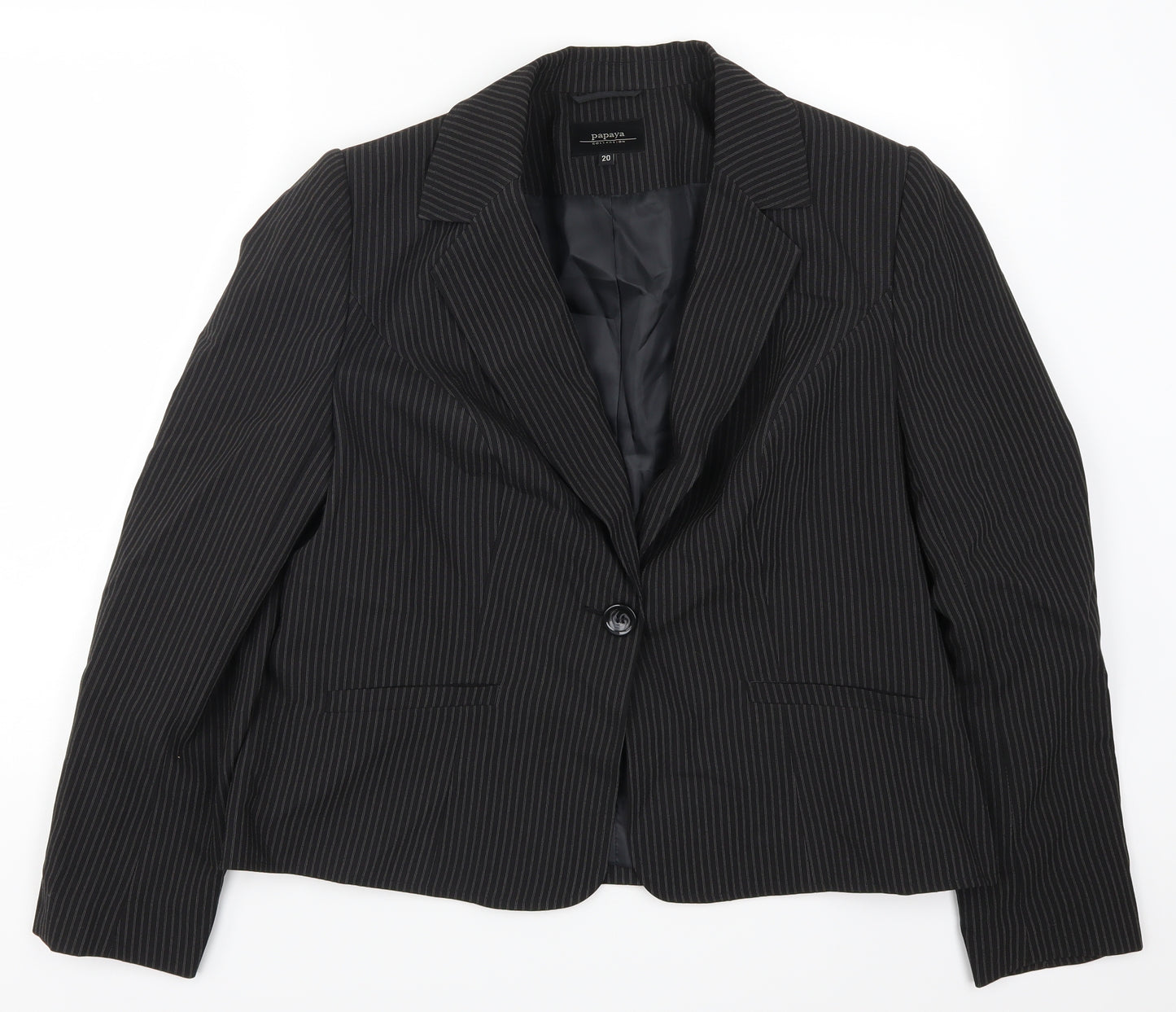 Papaya Womens Black Striped  Jacket Suit Jacket Size 20