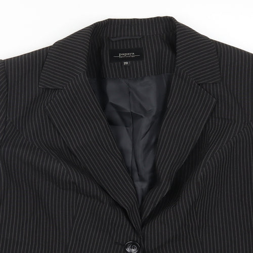 Papaya Womens Black Striped  Jacket Suit Jacket Size 20
