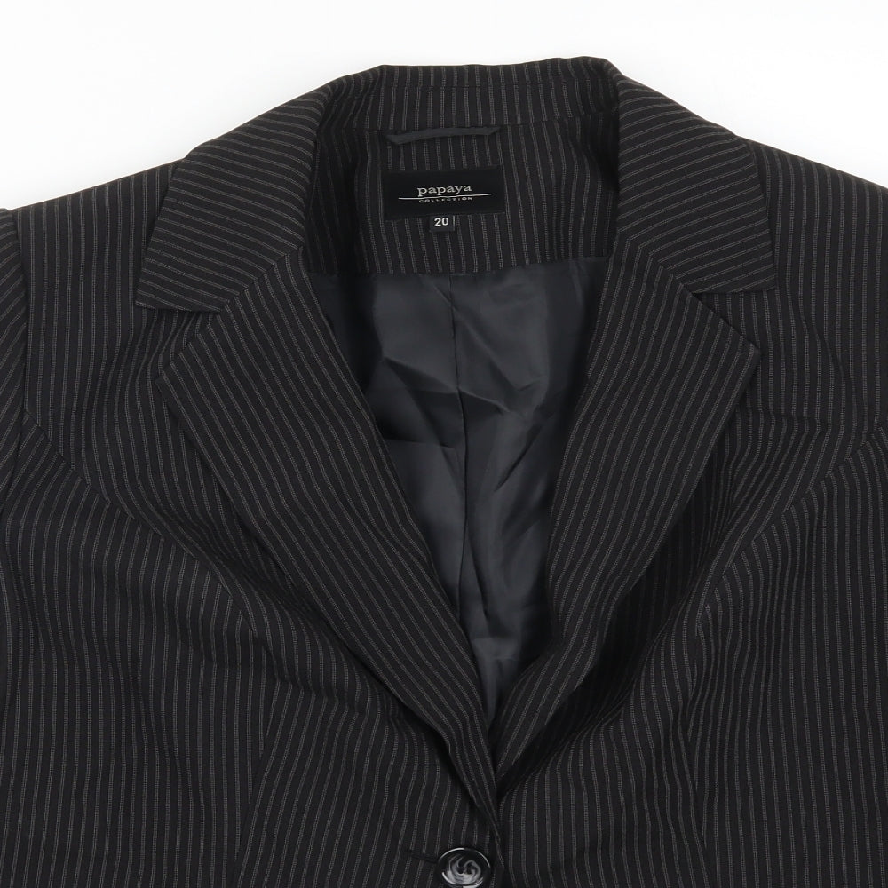 Papaya Womens Black Striped  Jacket Suit Jacket Size 20
