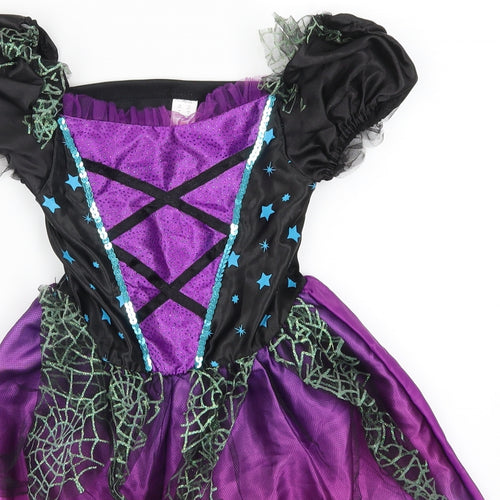 F&F Girls Purple   Skater Dress  Size 5-6 Years  - Witch Costume