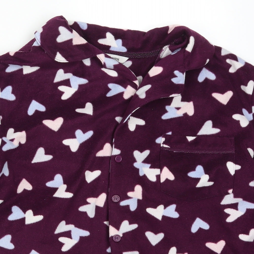 Debenhams Womens Purple Geometric  Top Pyjama Top Size 12  - Love Hearts