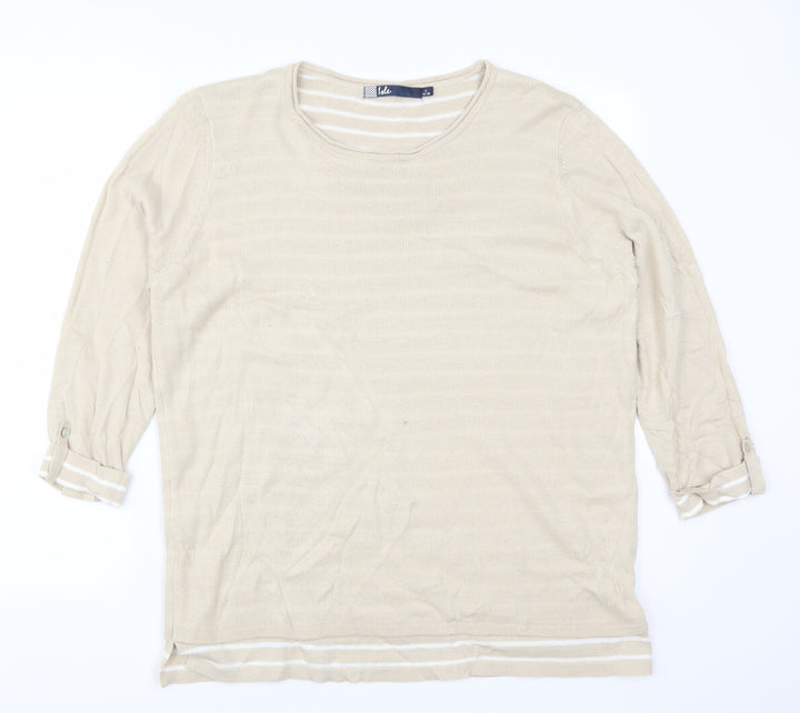 Isle Womens Beige Striped Pullover Jumper Size 18