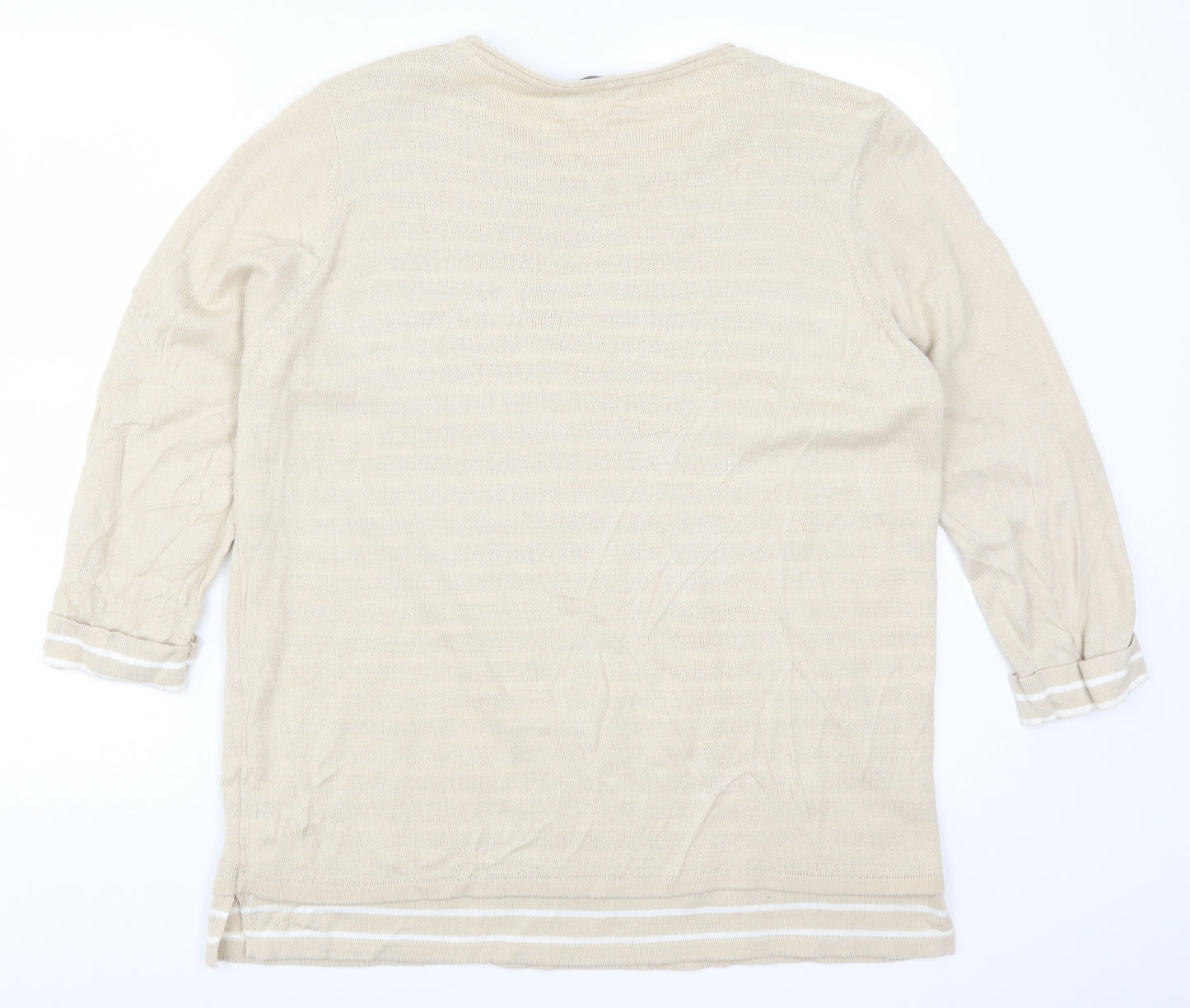 Isle Womens Beige Striped  Pullover Jumper Size 18