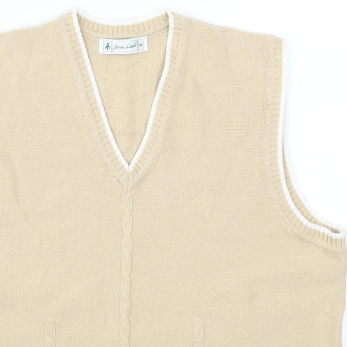 Green Lamb Mens Beige  Knit Vest Jumper Size M