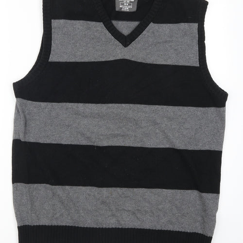 H&M Mens Grey Striped  Vest Jumper Size M