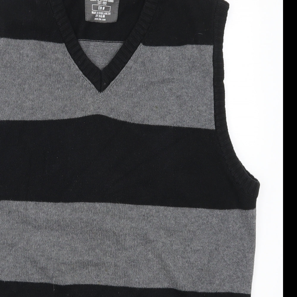 H&M Mens Grey Striped  Vest Jumper Size M