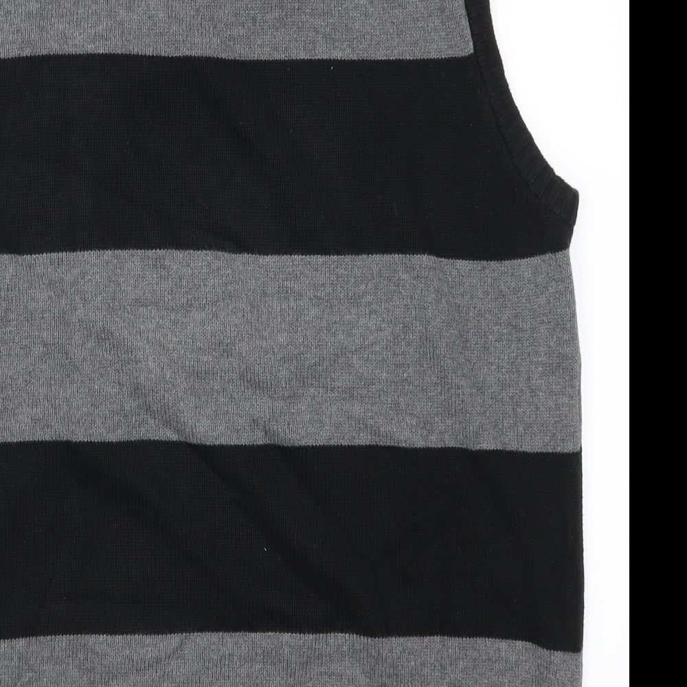 H&M Mens Grey Striped  Vest Jumper Size M