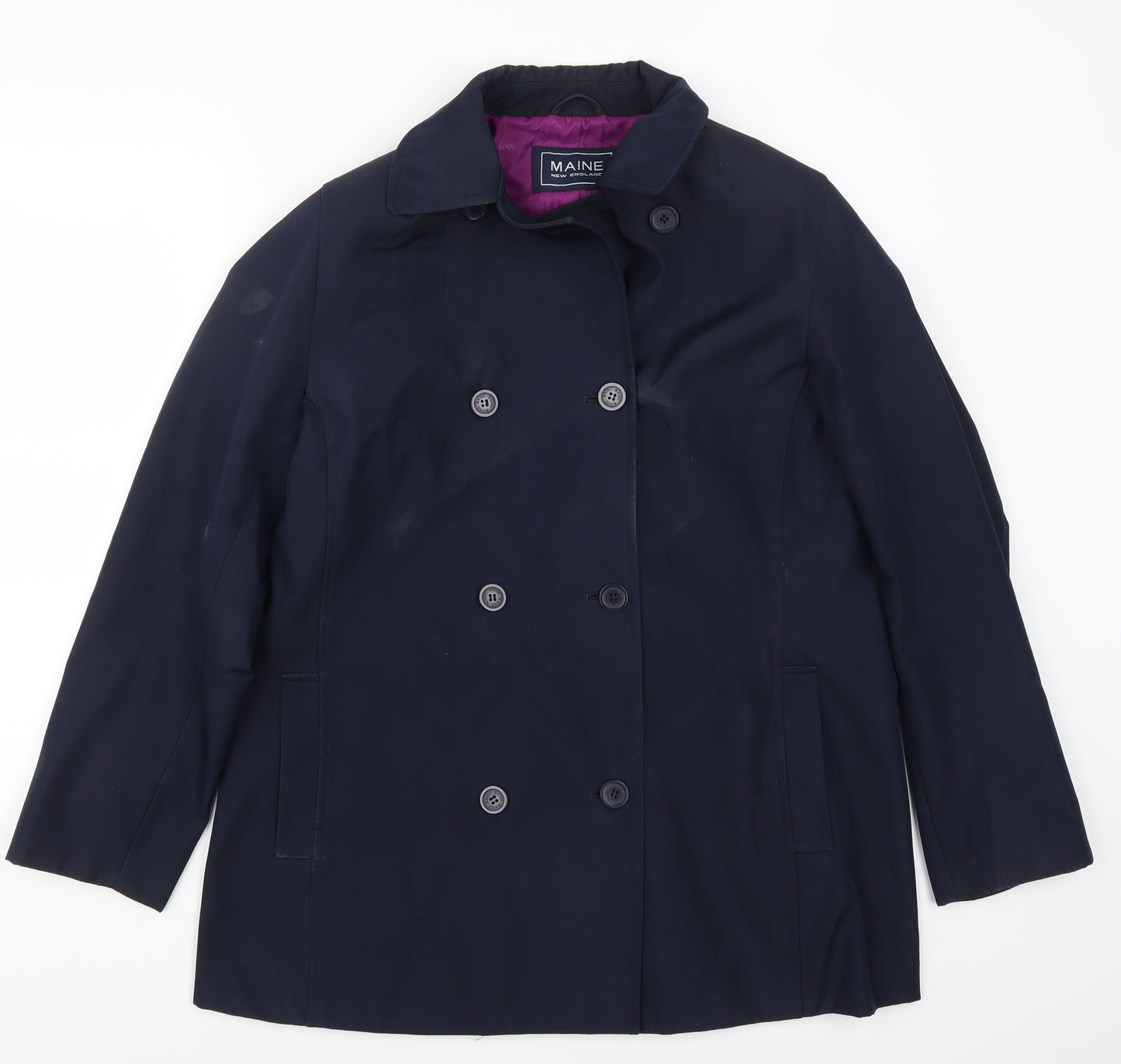 Maine Womens Blue   Pea Coat Coat Size 14