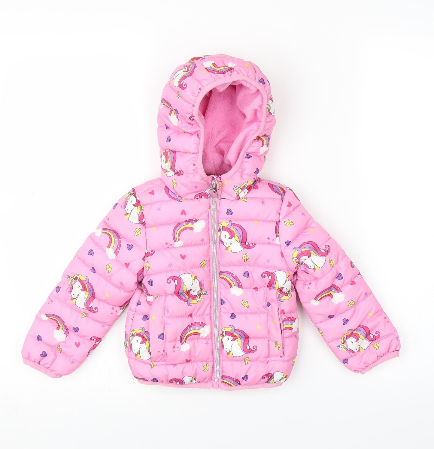 Studio Girls Pink   Puffer Jacket Coat Size 12-18 Months  - Unicorn