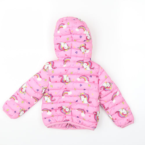 Studio Girls Pink   Puffer Jacket Coat Size 12-18 Months  - Unicorn