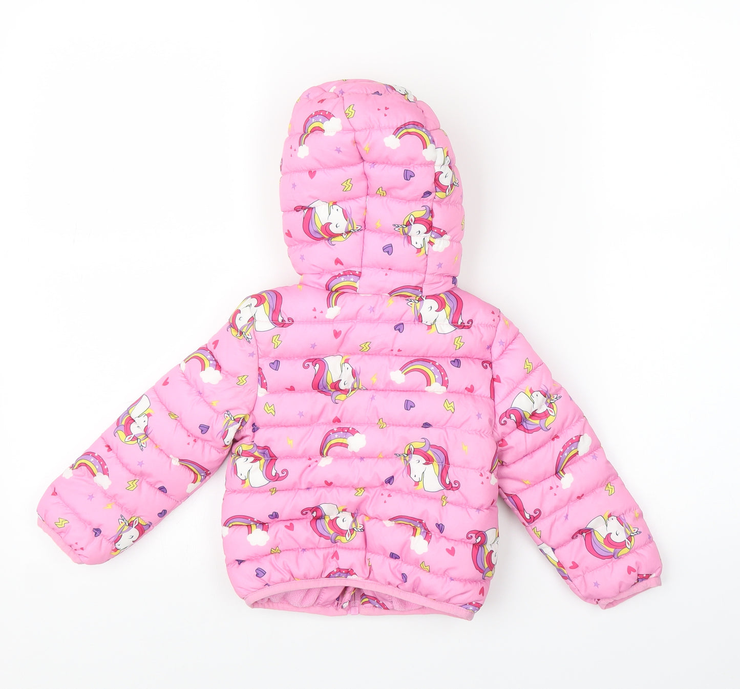 Studio Girls Pink   Puffer Jacket Coat Size 12-18 Months  - Unicorn