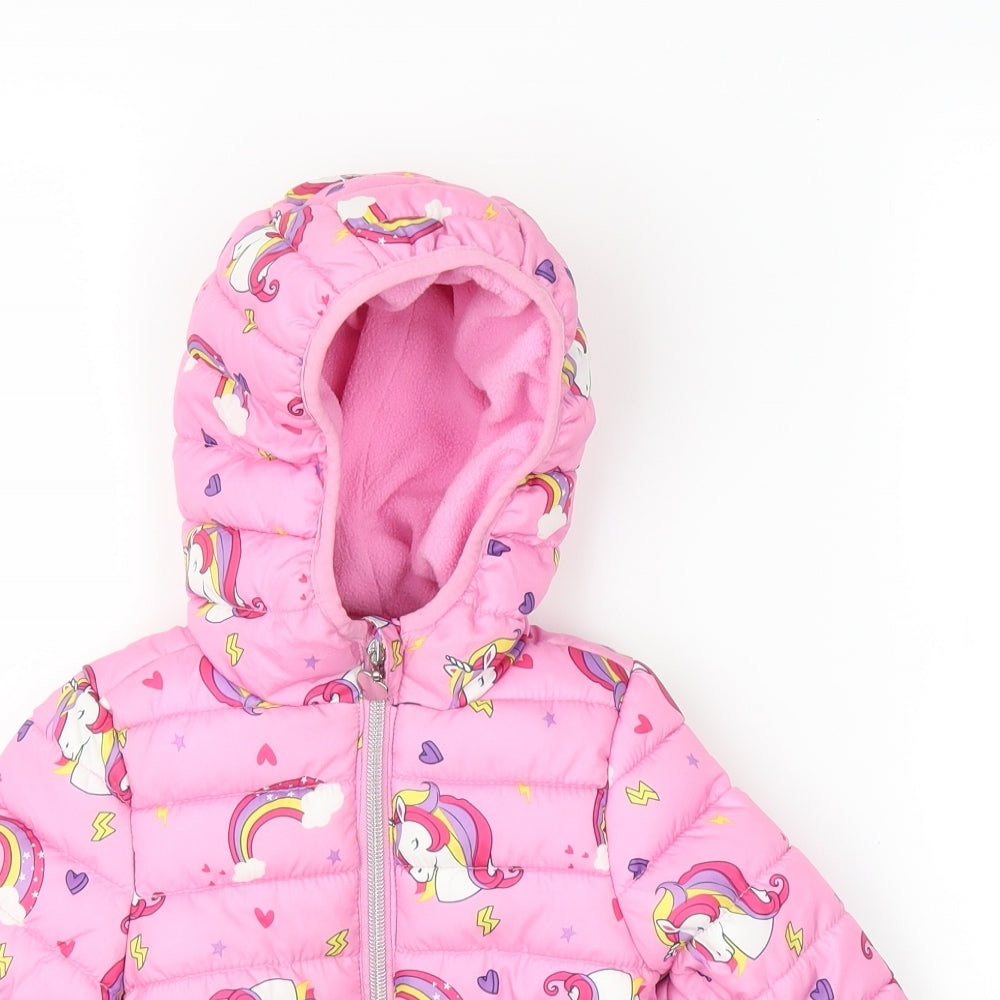 Studio Girls Pink   Puffer Jacket Coat Size 12-18 Months  - Unicorn