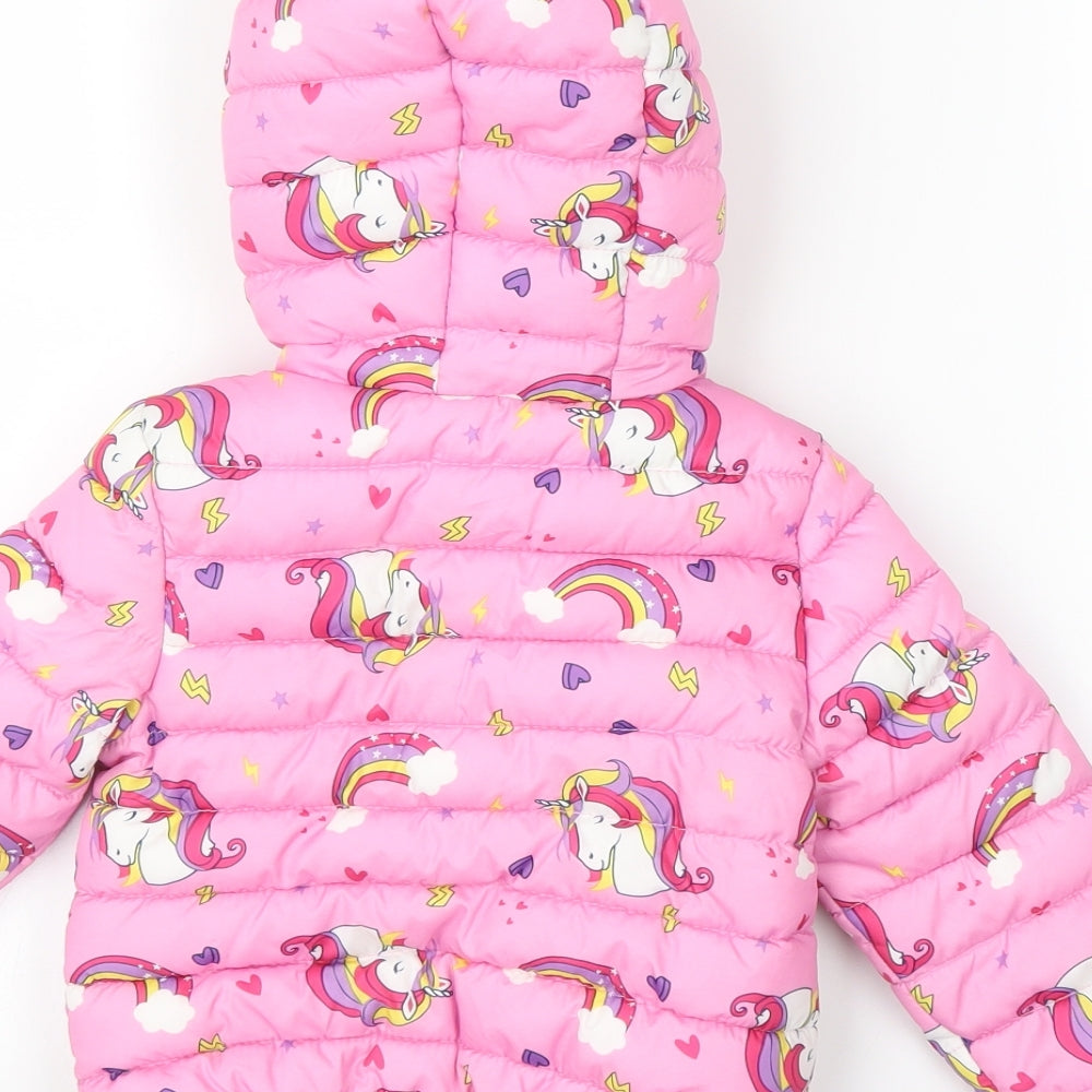 Studio Girls Pink   Puffer Jacket Coat Size 12-18 Months  - Unicorn