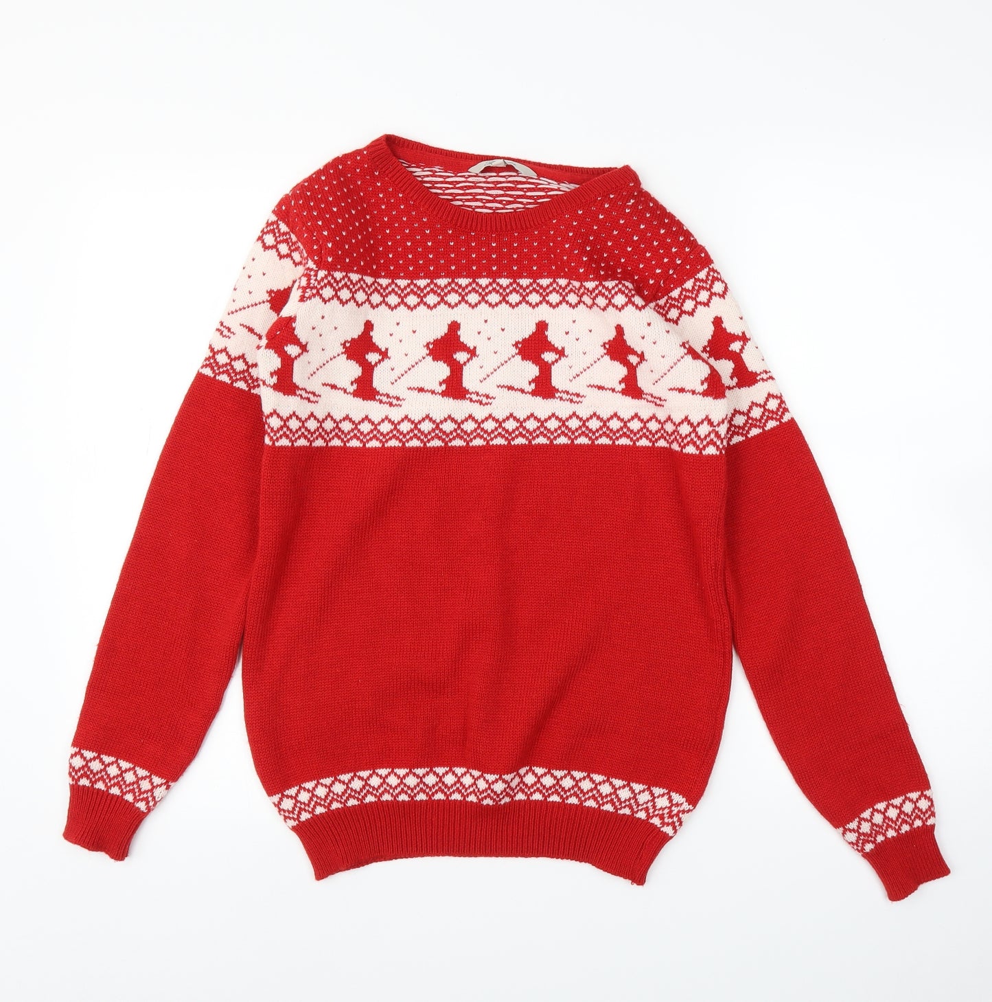 Peacocks Mens Red Fair Isle  Pullover Jumper Size S  - Christmas