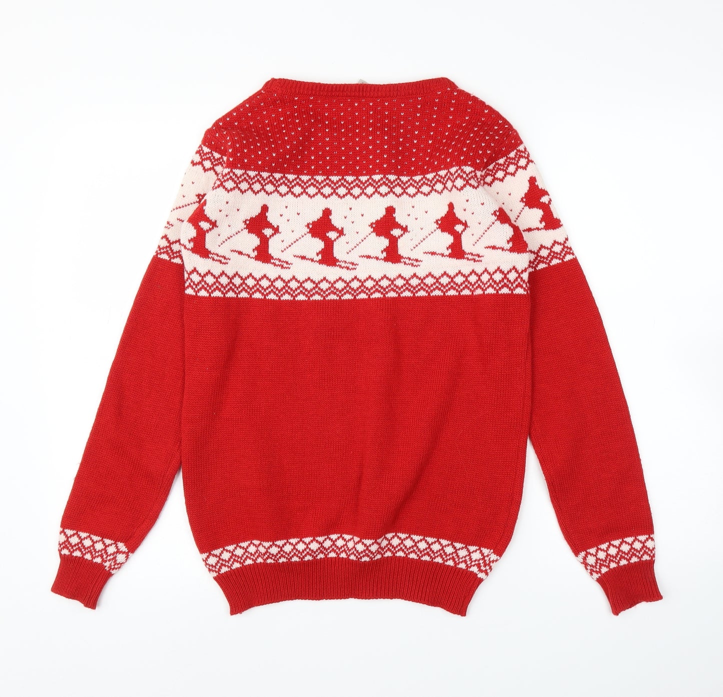 Peacocks Mens Red Fair Isle  Pullover Jumper Size S  - Christmas