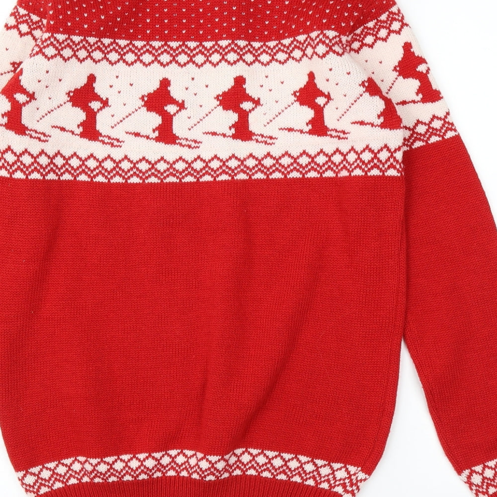 Peacocks Mens Red Fair Isle  Pullover Jumper Size S  - Christmas