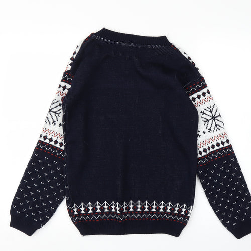 Boohoo Womens Blue Fair Isle  Pullover Jumper Size S  - Christmas