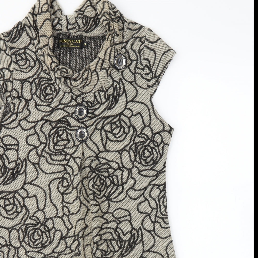 Pussycat London Womens Beige Floral  A-Line  Size M
