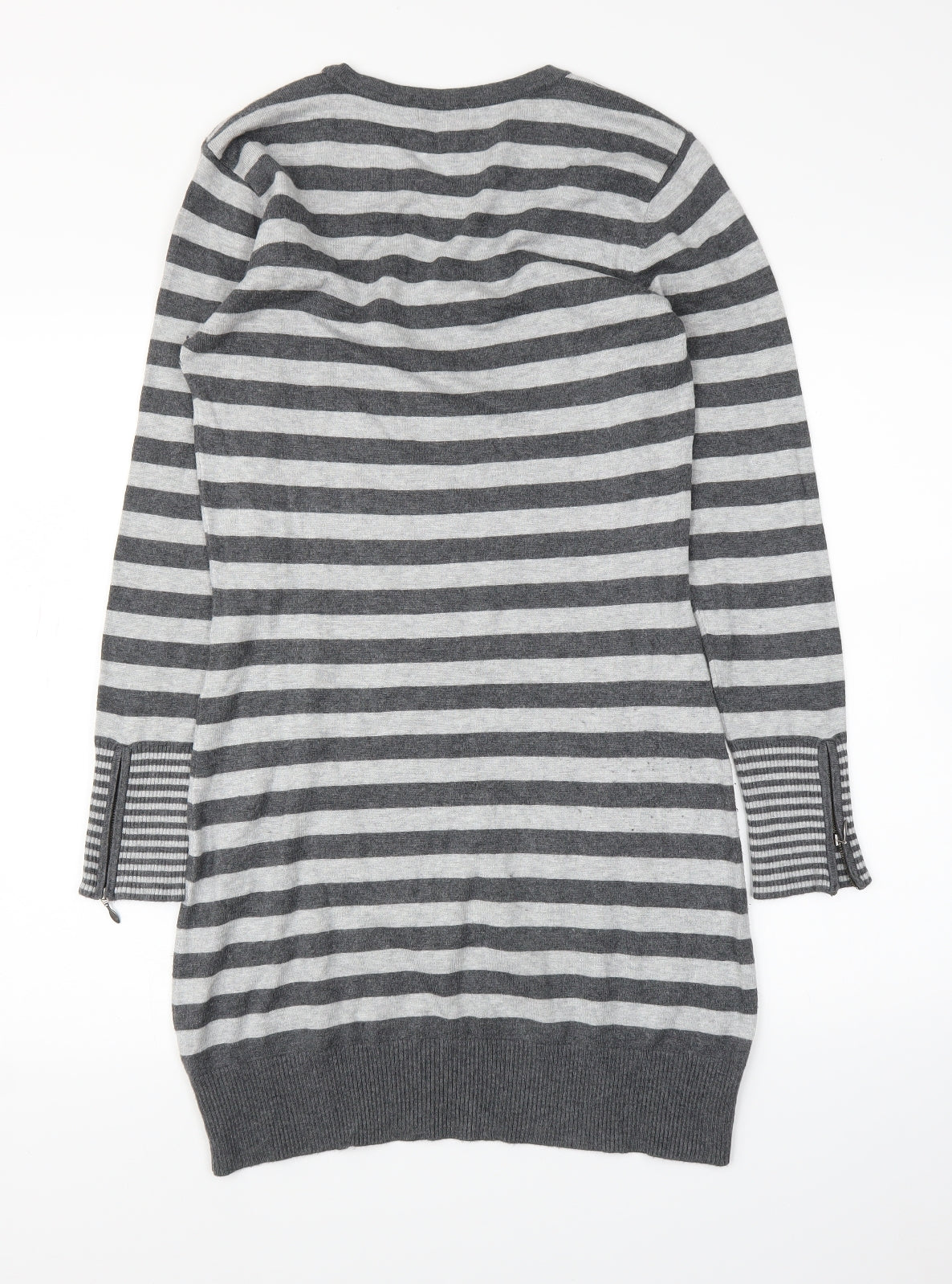M&Co Womens Grey Striped  Jumper Dress  Size M