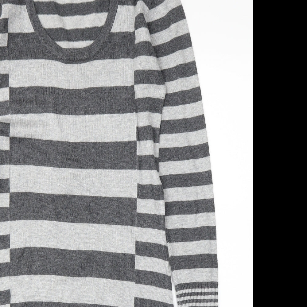 M&Co Womens Grey Striped  Jumper Dress  Size M