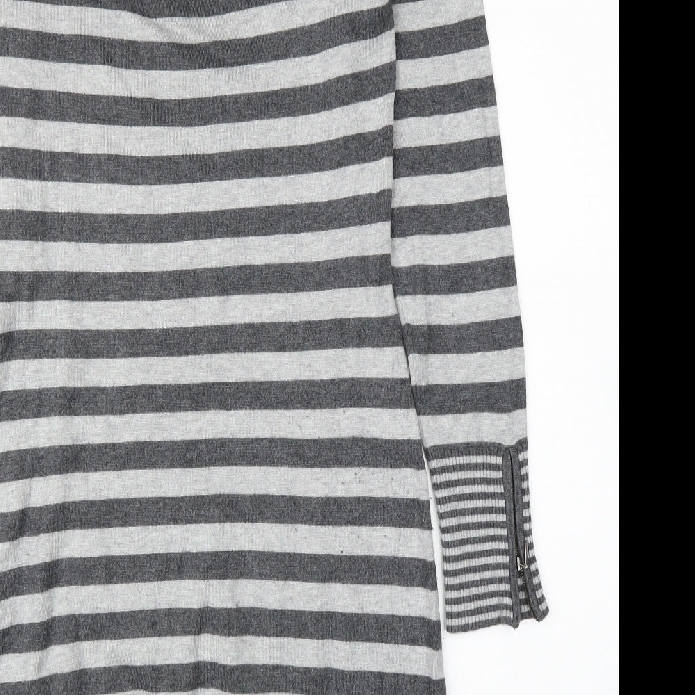 M&Co Womens Grey Striped  Jumper Dress  Size M