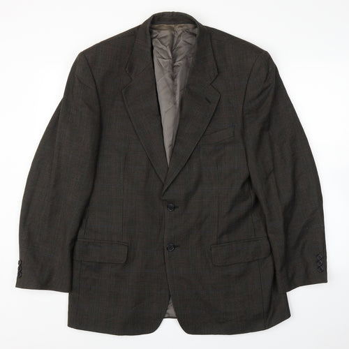 Preworn Mens Brown Plaid  Jacket Suit Jacket Size 40