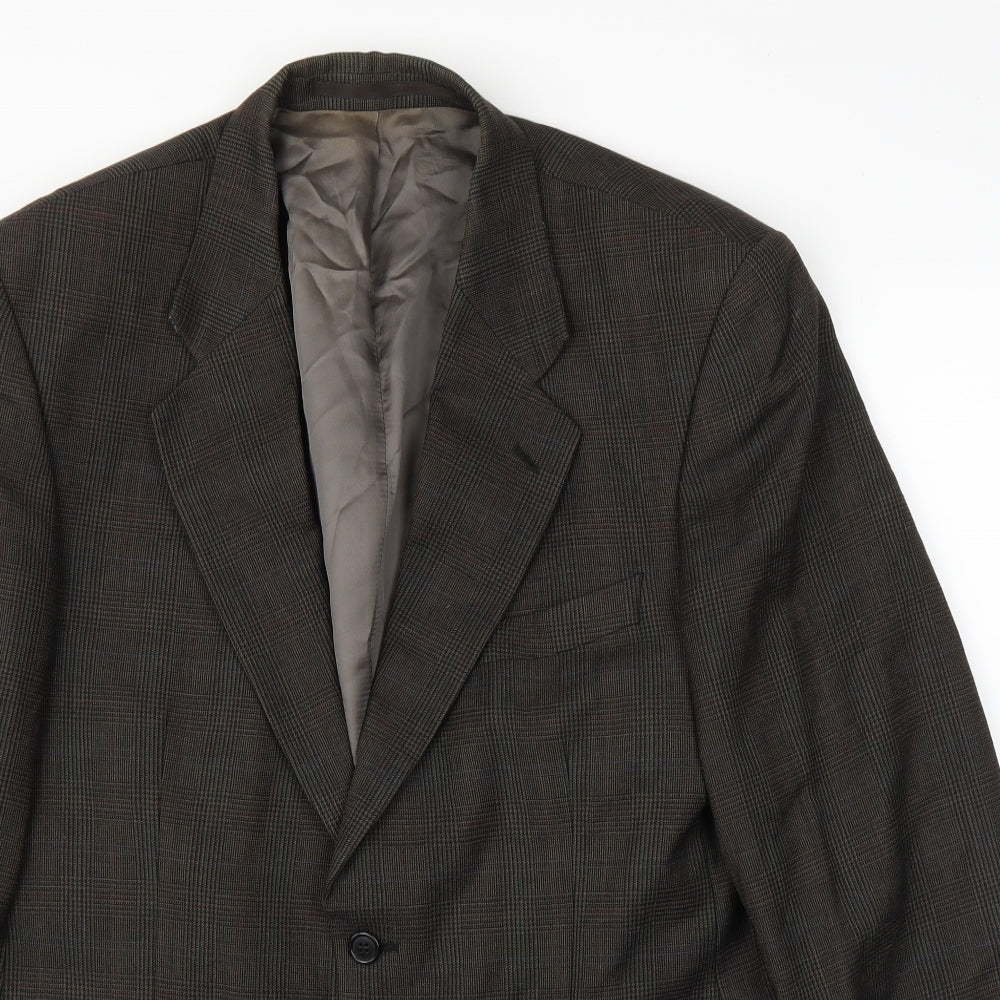 Preworn Mens Brown Plaid  Jacket Suit Jacket Size 40