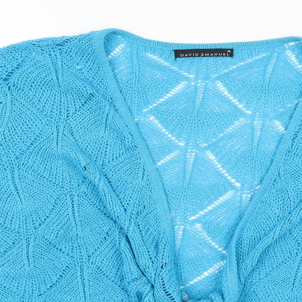 David Emanuel Womens Blue   Wrap Jumper Size XL