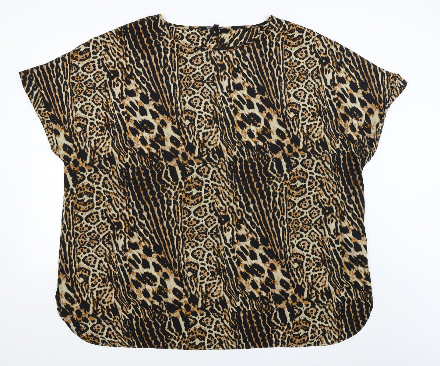 Capsule Womens Orange Animal Print  Basic T-Shirt Size 30