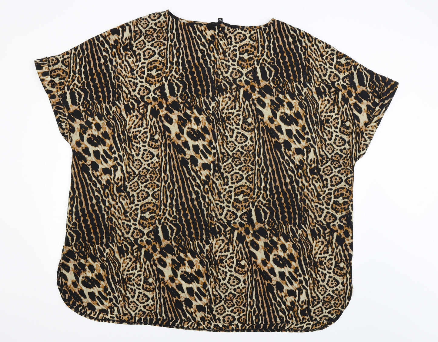 Capsule Womens Orange Animal Print  Basic T-Shirt Size 30