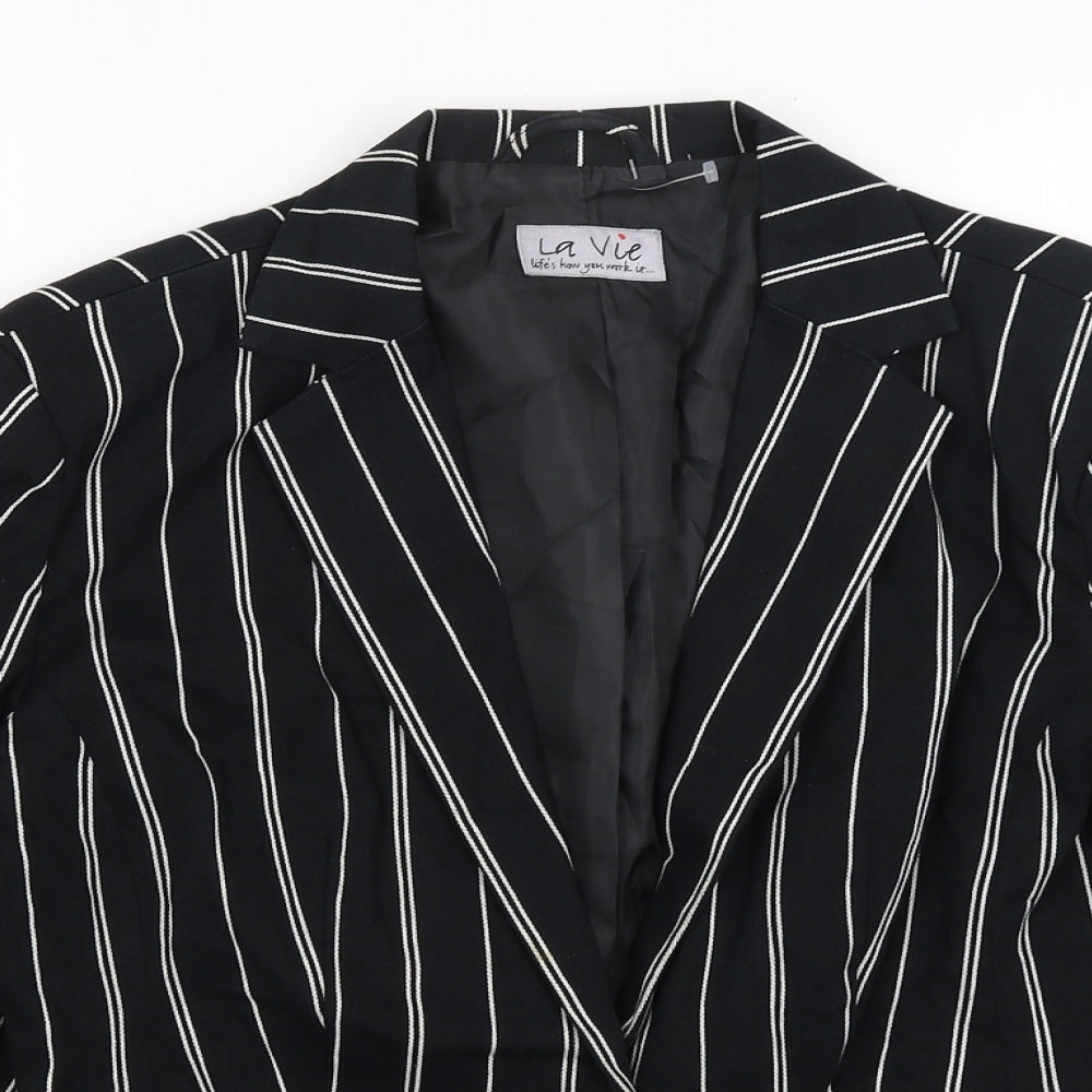 La Vie Womens Black Striped  Jacket Blazer Size 14