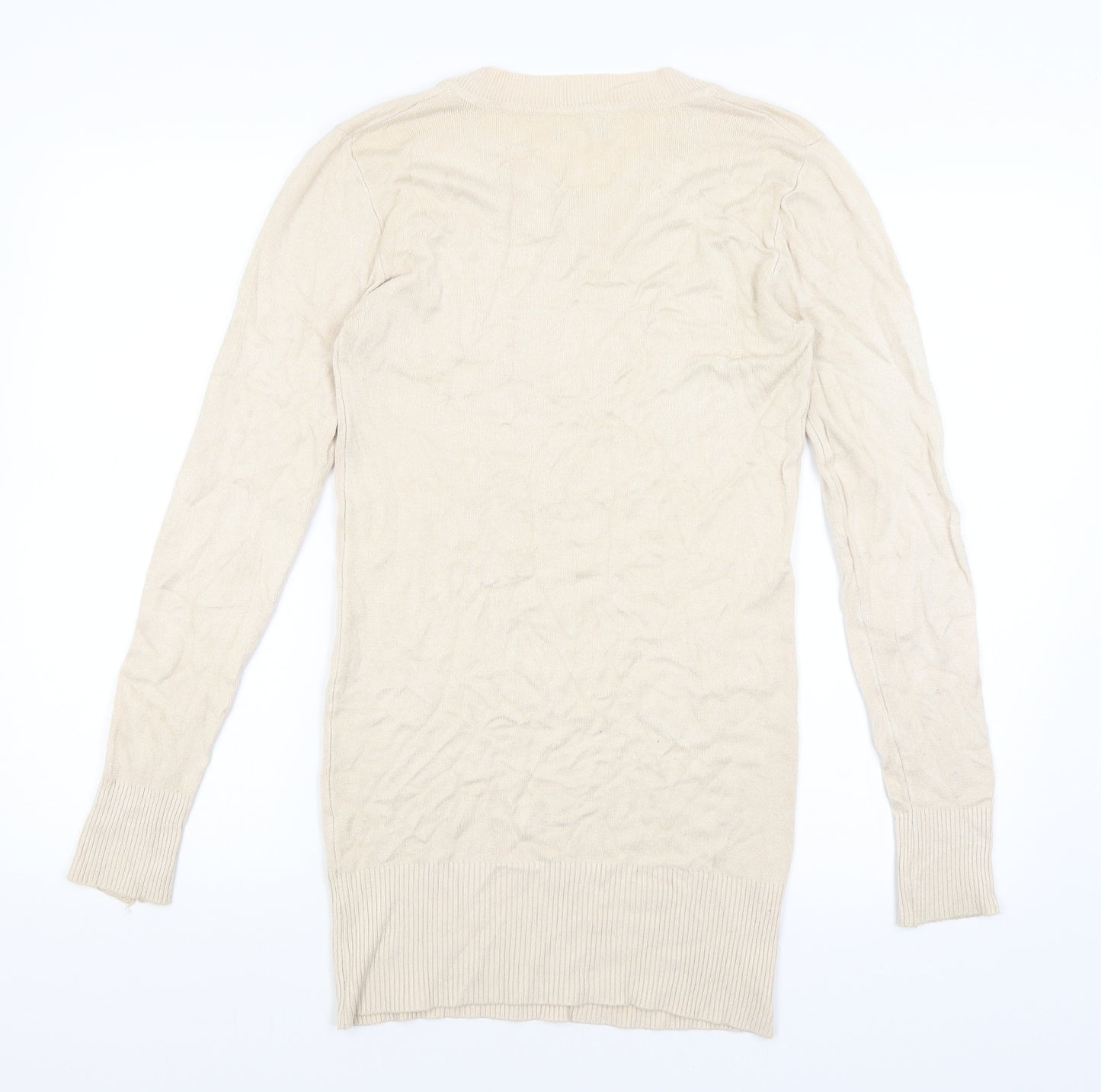 Preworn Womens Beige   Basic T-Shirt Size 8  - Paris is always a good idea