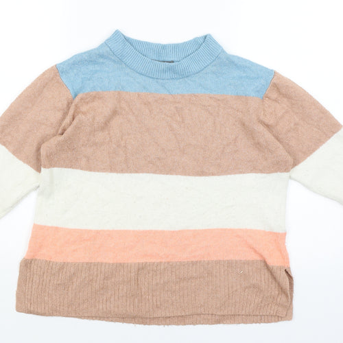Nutmeg Womens Brown Striped  Pullover Jumper Size 10