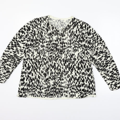 BHS Womens White Geometric  Cardigan Jumper Size 20