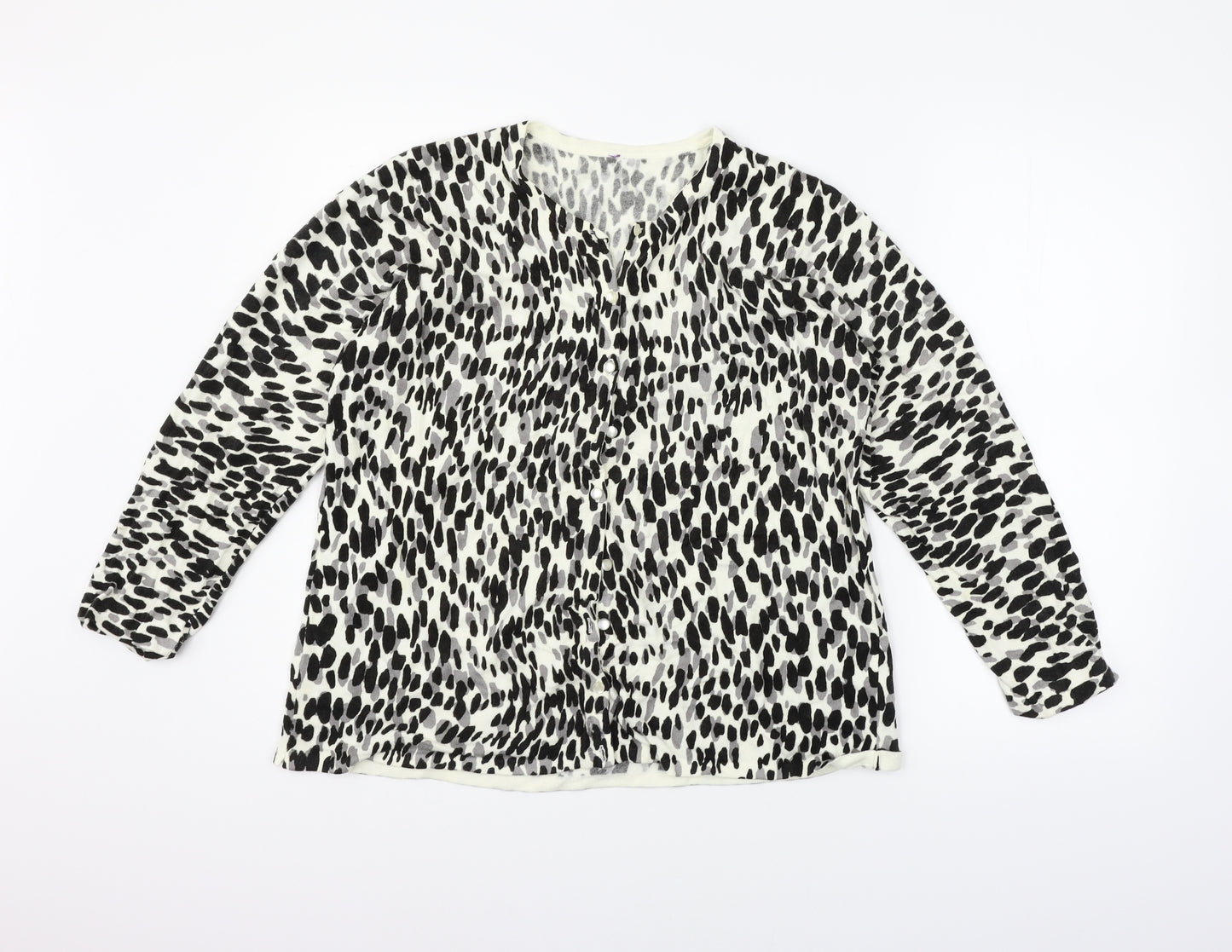 BHS Womens White Geometric  Cardigan Jumper Size 20