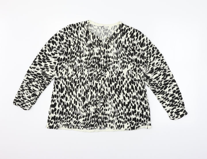 BHS Womens White Geometric  Cardigan Jumper Size 20