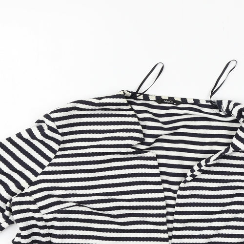 M&Co Womens White Striped  Cardigan Jumper Size 10