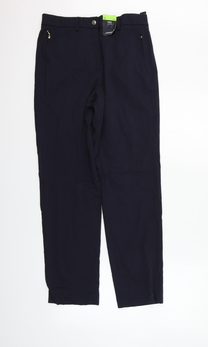 Marks & Spencer Womens Blue Trousers Size 12 L28 in