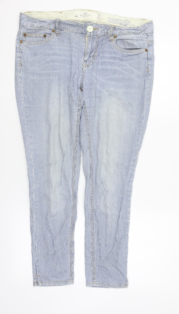 H&M Womens Blue Striped  Straight Jeans Size 12 L23 in