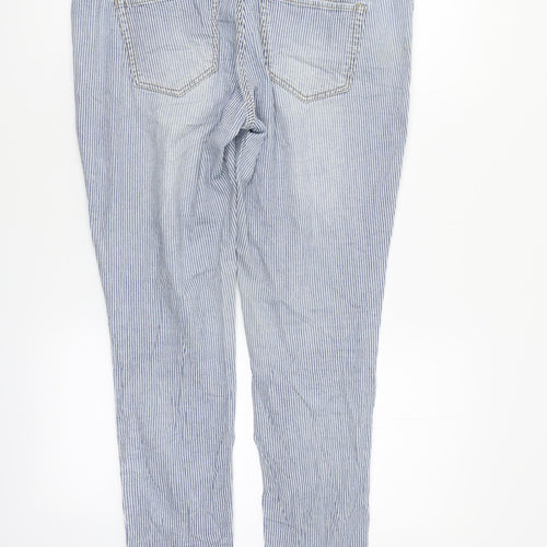 H&M Womens Blue Striped  Straight Jeans Size 12 L23 in