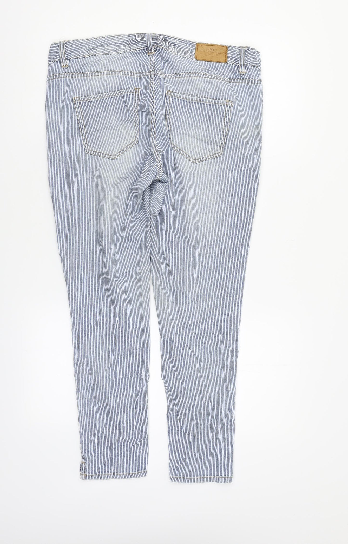 H&M Womens Blue Striped  Straight Jeans Size 12 L23 in